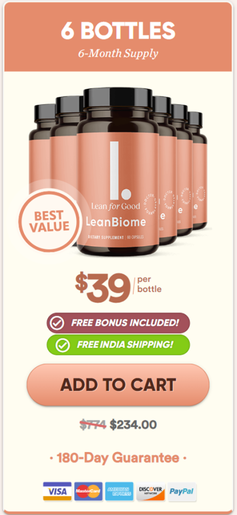 LeanBiome 6 bottle pricing